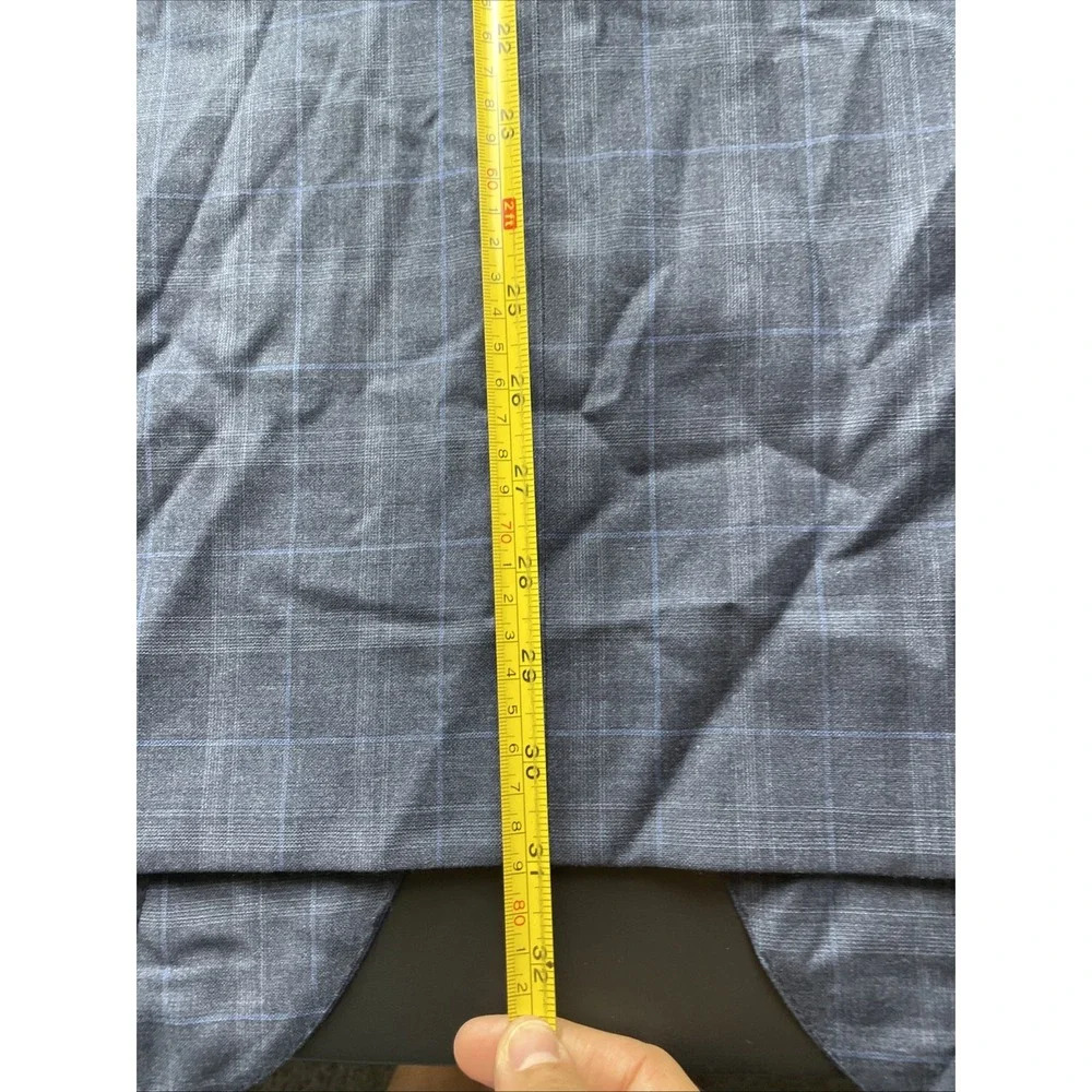 Max Davoli Baroni Suit 48S 100% Wool Super 150s Blue Plaid Pants 42 x 29
